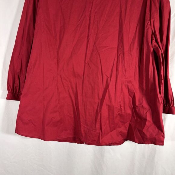 New St John's Bay Blouse Women's 2X Red Button Up Long Sleeve Vneck Collared - Picture 9 of 9